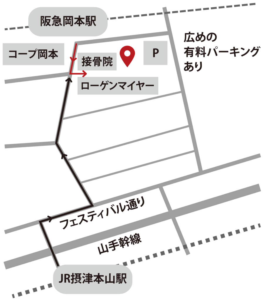 阪急岡本駅から徒歩2分・JR摂津本山駅から徒歩5分 HUISE+への地図